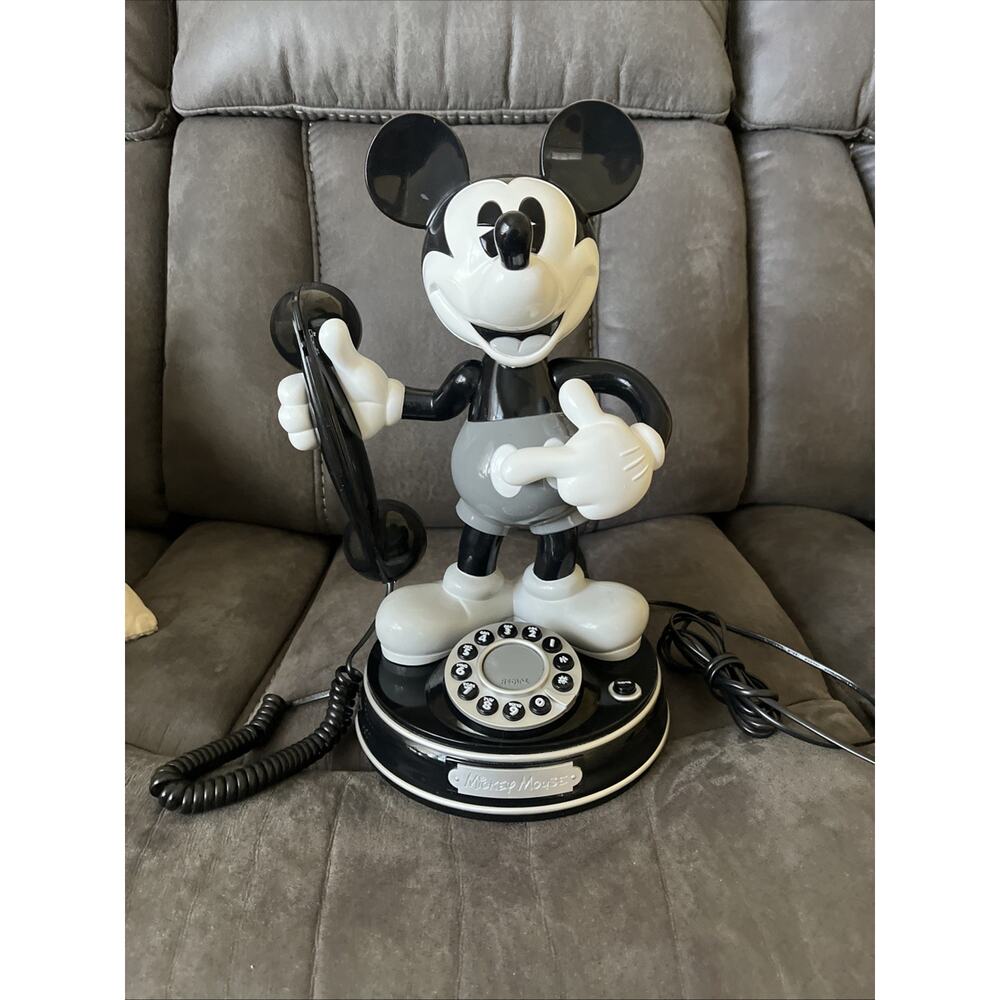 Vintage Mickey Mouse Black and White Animated/ Talking Telephone